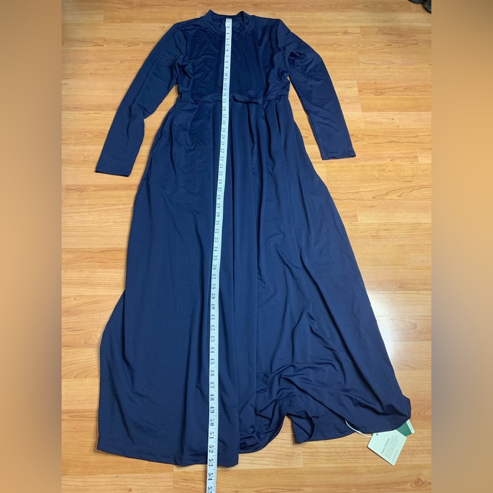 NWT Halara Navy Blue Mock Neck Long Sleeve Maxi Dress with Pockets - Large - Picture 8 of 10